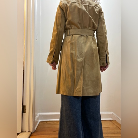 GAP Vintage Women's Camel Suede Trench Coat Size M - Picture 4 of 14